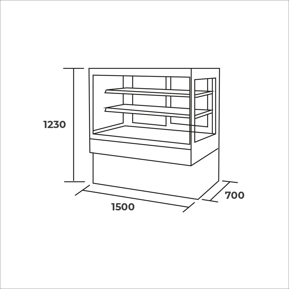 Vitrina Pastelera Recta 1.50 metros MAIGAS