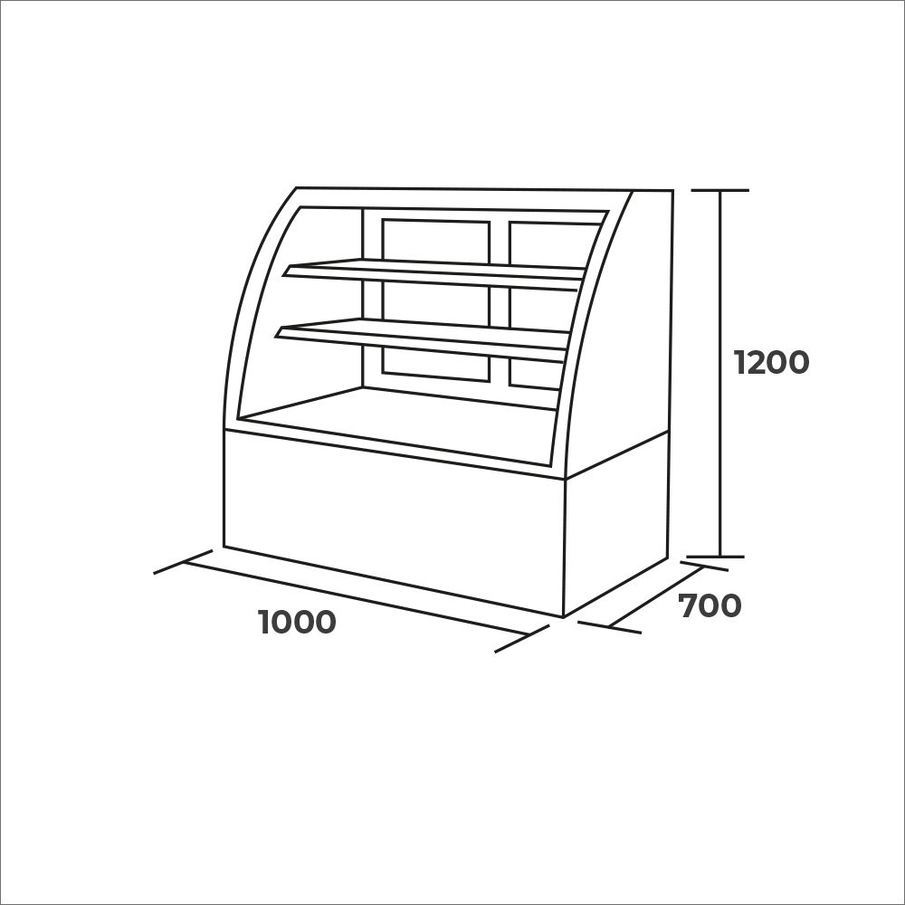 Vitrina Pastelera Curva HKCS1000 mm MAIGAS